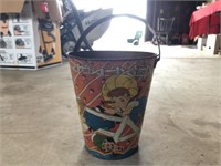 Vintage Tin Litho Decorated Sand Bucket
