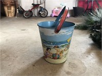 Vintage Tin Litho Decorated J. Chein Sand Bucket