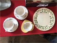 (3) Cups and Saucers, Lenox 10-1/2" Plate