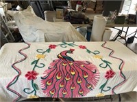 Vintage Chenille Peacock Bedspread