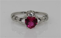 Pink Sapphire Claddagh Ring
