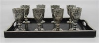 (8) Silver Goblets & Tray