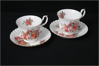 2 Royal Albert China Tea Cups & Saucers