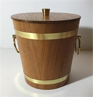 TEAK ICE BUCKET VINTAGE ALUMINUM LINER