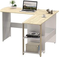 SHW L-Shaped Home Office Corner Desk Wood Top, Oak