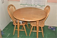 WOOD TABLE 36" W X 30" H W/ 2 CHAIRS