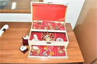 JEWELRY BOX WITH CONTENTS LAZARUS SERVICE PIN W/