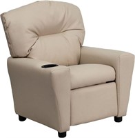 Contemporary Beige Vinyl Kids Recliner