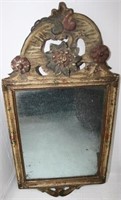 18TH CENTURY LOOKING GLASS. OLD POLYCHROME