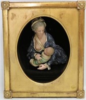 EARLY 19TH CENTURY WAX DOLL FIGURE IN SHADOWBOX.