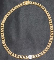 18KT YELLOW AND WHITE GOLD AND DIAMOND NECKLACE,