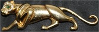 18KT YELLOW GOLD PANTHER BROOCH WITH PAVE SET