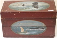 LATE 19TH CENTURY HAND PAINTED LIFT TOP WOODEN