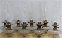 SET OF EIGHT MID 19TH CENTURY BLOWN PEG LAMPS.