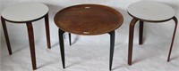 THREE MID-CENTURY ROUND TOP TABLES. TO INCLUDE: A