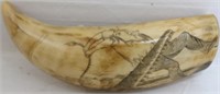 19TH CENTURY SCRIMSHAW WHALE'S TOOTH DEPICTING MR