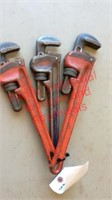 (3) Ridgid  pipe wrenches