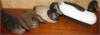 FOUR DUCK DECOYS TO INCLUDE A RED BREASTED