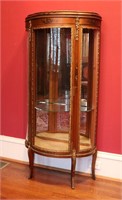 Antique French Bowed Glass Curio Cabinet