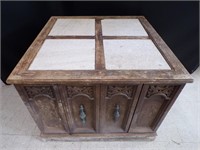 Vintage End Table W/Marble Inlaid Needs Restored