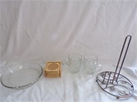 Pyrex Pie Plate,Paper Towl Holder