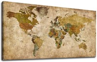 Vintage World Map Wall Art , 20'' x 40''