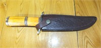 TIMBER RATTLER HUNTING KNIFE W/LEATHER SHEATH