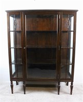 Vintage Old Mahogany 4 Shelf Glass China Cabinet