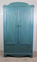 Vintage Shabby Blue Wooden Wardrobe