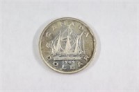 1949 Canadian One Dollar Silver Coin