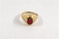 18K Yellow Gold Ruby Stone Ring, Size 5