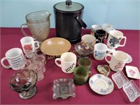 Coffee cups, ice bucket, pitcher, ashtrays