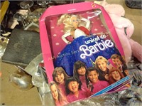 Jewelry box, stemware, Barbie with damaged box,