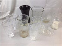 Glass vases and candle