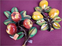 Chalkware fruit - one has had broken leaf and