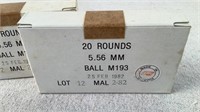 (100)Military Surplus 5.56mm M193 Ball ammo