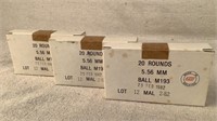 (60)Military Surplus 5.56mm M193 Ball ammo