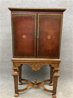 Maitland Smith Leather Wrapped Cabinet on Stand