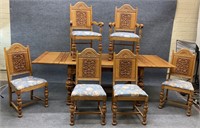 Oak Refactory Jacobean Table and Chairs