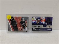 2 game used football jersey cards