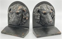 Pair of Cast Iron Dog Head Book Ends