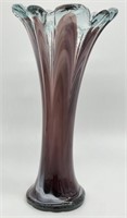 Hand Blown Amethyst Art Glass Swag Vase