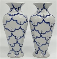 Pair of Chinoiserie Blue and White Vases