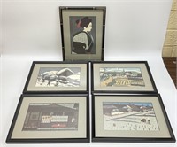 5 MCM Kiyoshi Saito Japanese Woodblock Art Prints