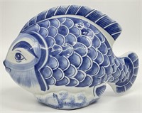 Blue and White Painted Chinoiserie Fish