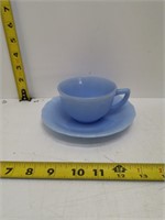 pyrex blue delphite cup & saucer