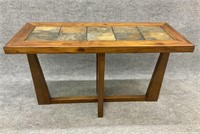 Modern Wood and Stone Sofa Table