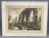 Cavalier Piranesi F Etching Roman Aqueduct Remains