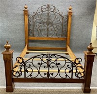 Scrolled Metal & Wood Queen Size Bed Frame