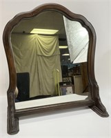 Antique Wooden Table Top Vanity / Shaving Mirror